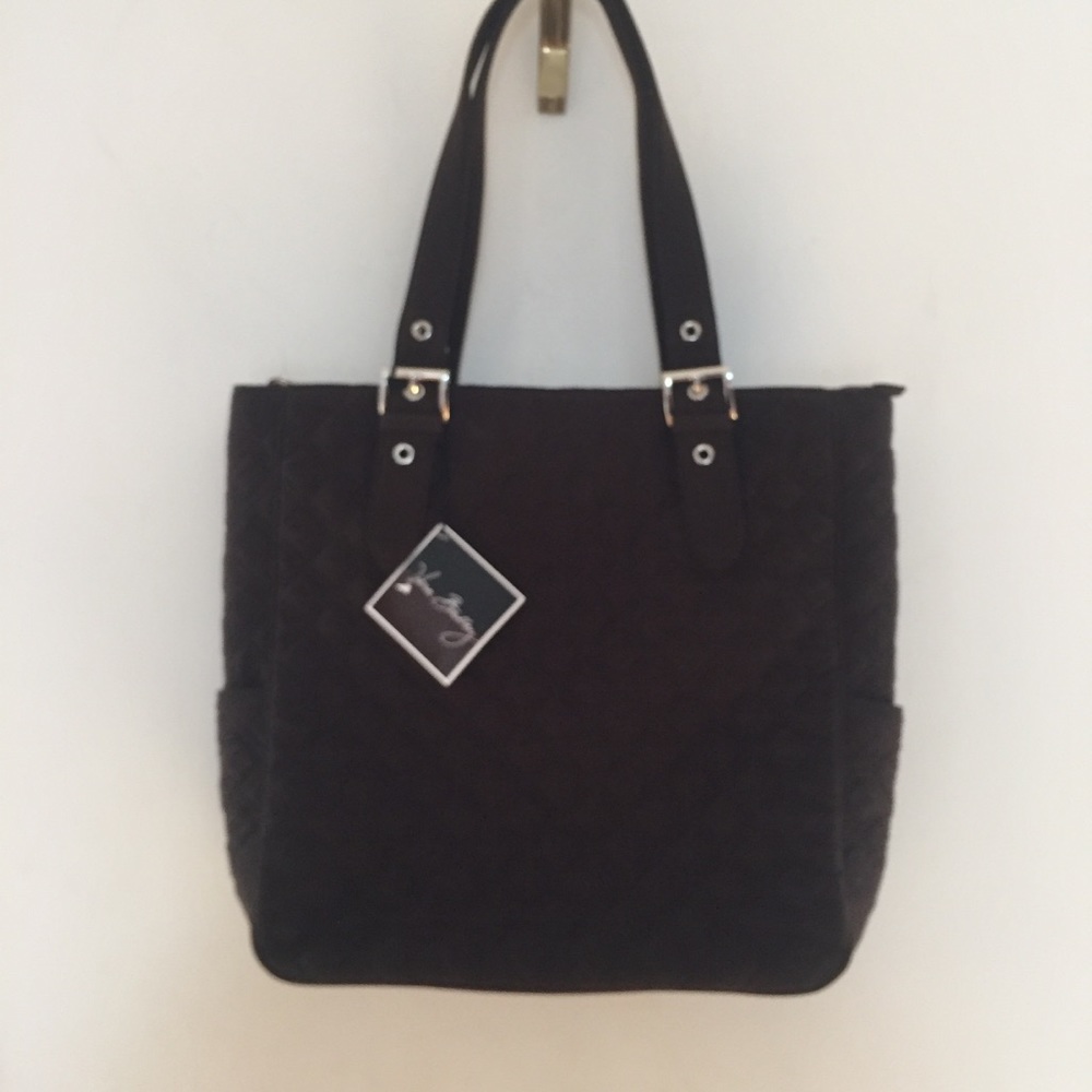 Vera Bradley Brown Quilted Boxy Tote Bag